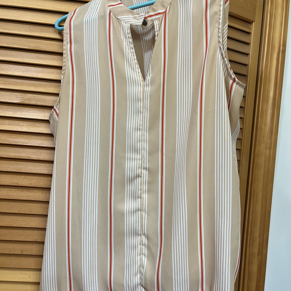 Worthington Beige and Red Striped Blouse